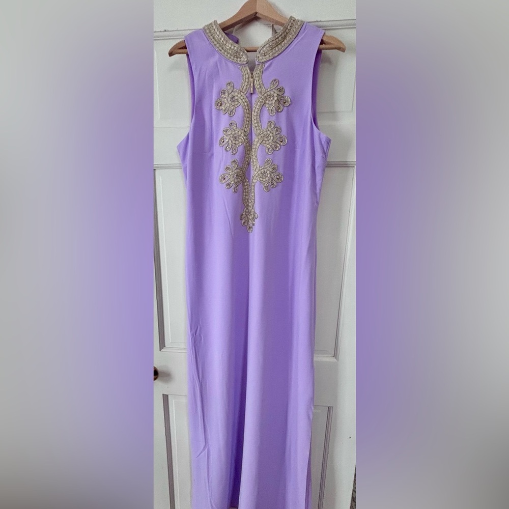 Lilly Pulitzer Purple Iris Maxi Dress with Gold Detailing